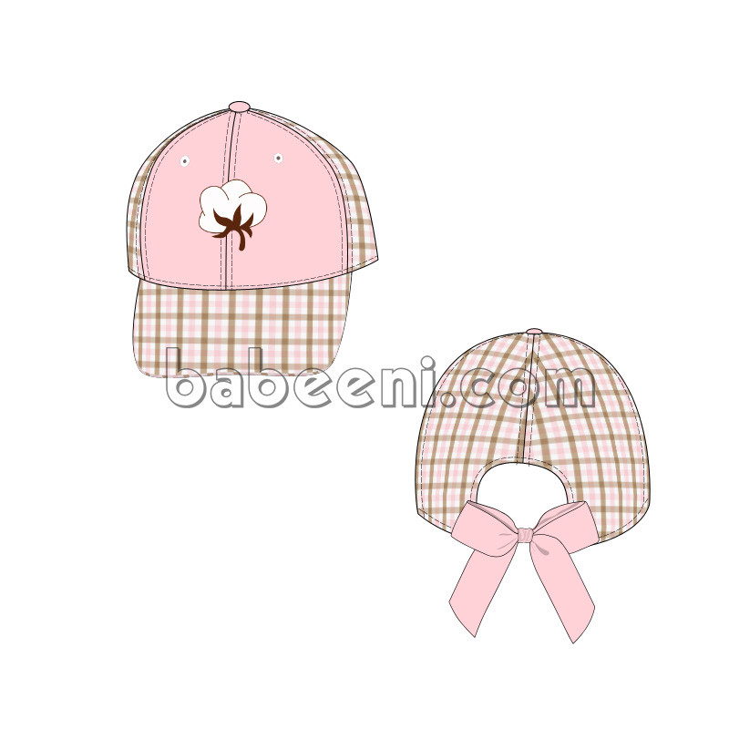 Cotton Flower Embroidery Cap for little Girls - CA 30
